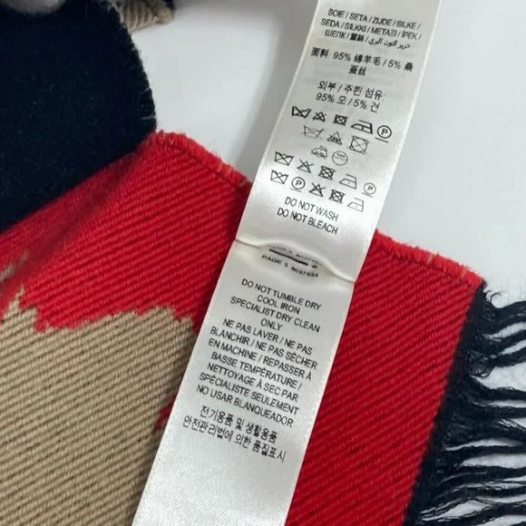 AUTHENTICITY GUARANTEED BURBERRY fringe Scarf LOVE Scarf wool / silk